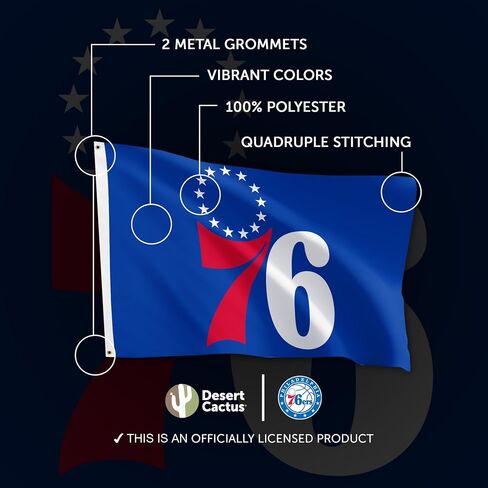 Desert Cactus Philadelphia 76ers Flag Team NBA National Basketball Association 100% Polyester Indoor Outdoor 3x5 feet Flags (Flag F) in Saudi Arabia