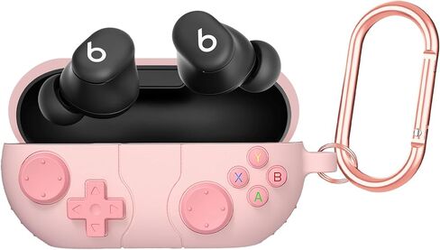 Onenine for Beats Solo Buds (2024) غطاء علبة مع طقم نظافة ، غطاء واقعي للسيليكون الناعم المتوافق مع Beats Solo Buds True Wireless Earbuds Case مع Carabiner (Pink) in Kuwait