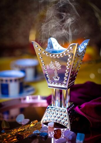 AM Attar Mist Square Metallic Arabian Motif Incense and Bakhoor, Electric Burner, Small, Bronze in Saudi Arabia