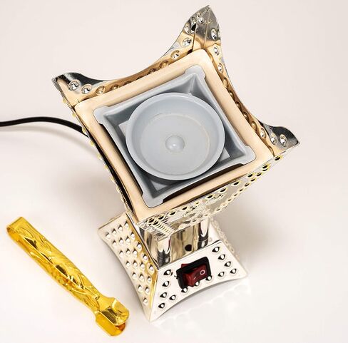 AM Attar Mist Square Metallic Arabian Motif Incense and Bakhoor, Electric Burner, Small, Bronze in Saudi Arabia