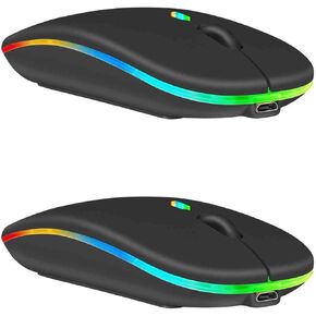 Urbanx Wireless Mouse 2 Pack for Tecno Spark 6/Camon 16 Premier/Pouvoir 4 Pro/Pouvoir 4/Spark Power 2 - Bluetooth 5.2 و 2.4 جيجا هرتز مع إعادة شحن الماوس مع محول USB اللاسلكي ، الماوس Ergonomic.