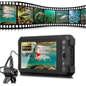 HD1080P Underwater Fishing Camera-DVR 32GB-4.5'' Ice Fishing Camera Gifts for Men,5000mAh,IR&LED for Dark,USB-C Fishing Finder