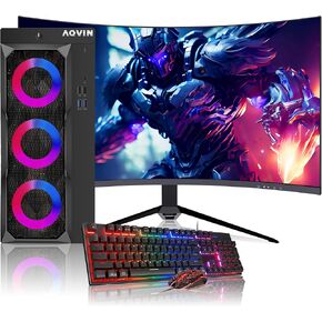 ألعاب سطح المكتب PC PC Luminarings - Intel I7 Processor 4.60GHz ، RTX 3050 6GB HDMI ، 32GB RAM ، 1 تيرابايت SSD ، شاشة ألعاب منحنية 24 بوصة ، WiFi ، Windows 11 Pro - Reneved in Kuwait