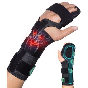 Resting Hand Splint for Stroke Recovery & Carpal Tunnel Relief - Night Immobilizer with Removable Splints, Finger Contractures, Arthritis & Tendonitis - Adjustable Wrist Support Brace for Men & Women