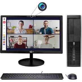 HP Desktop Computer Compaq Elite 8200 SFF Intel Core i5-2400 Up to 3.40GHz 8GB DDR3 Ram 512GB SSD with 20" Camera Monitor, HDMI, VGA, WiFi, Keyboard & Mouse, Win 10 Pro (Refurbished)