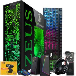 TechMagnet Gaming Desktop PC, Intel i5 6th Gen, Zeus Pro 6, GT 1030, 16GB ARGB RAM, 256GB SSD + 2TB HDD, 27 Inch 165hz Monitor, RGB Keyboard Mouse Speaker Headphone Webcam, Windows 11 Pro (Renewed)