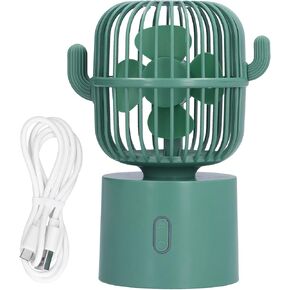 Mini Fan Cactus Shape Shape رأس منخفض ضوضاء USB شحن مكتب طالب سطح مكتب مروحة المنزل