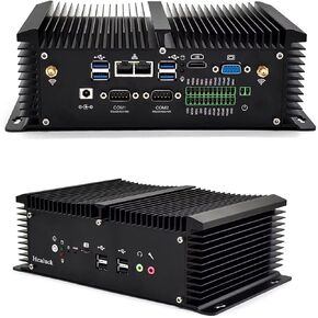 Mini PC Industrial Fanless, Core i5 8350U Mini Computer, 2X RS232/RS422/485 COM, 2X Gigabit LAN, SIM Card Slot, GPIO, 8X USB, HD/VGA Daul Display, DDR4 32GB RAM 1TB SSD