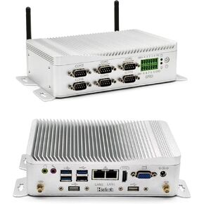 Mini PC Industrial Fanless, N100 Mini Computer, 6X RS232 COM, 2X RJ45 i226V 2.5G LAN, Win 11 Pro, GPIO, SIM Card Slot, HD VGA Dual Dispaly, DDR5 16GB RAM 128GB NVME SSD