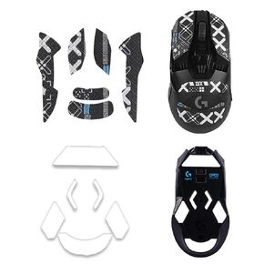 Mouse Grip Tape for Logitech G903/Logitech G900, Rounded Curved Edges Mouse Feet Skates,Self-Adhesive PreCut Sweat-Resistant Professional Mice Upgrade Kit(Foot pad + Black Mouse Grip Tape)
