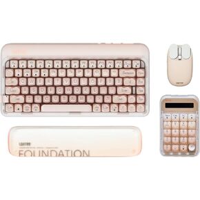 LOFREE DOT Foundation Keyboard with Numpad & Milk Tea Mouse & Jelly Palm Rest, 75% Rechargeable Hot-swappable Keyboards with 3 Types Connection for Windows, Mac OS/Pink GATERON Baby Racoon Switches