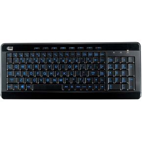 AKB-120EB 3-Color Illuminated Compact Multimedia Keyboard with Large Print Keys and Hotkeys