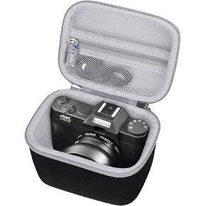 Camera Case for Duluvulu/TEBNGIHNM/zheozeig/Oiadek 4K Digital Cameras Photography 2024 Vlogging Youtube Vlog Camera Carrying Storage Holder for SD Cards Batteries Accessories(Case Only) (Black)