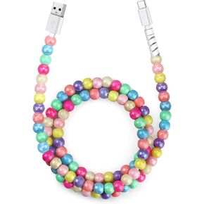 Aolcev USB C Cable for iPhone Charging Cord 3.3FT Cute Beaded USB Type C Charger Cord 66W Fast USB A to USB C Phone Charger Cable for iPhone 16 15 Pro Max Plus Galaxy S25 for iPad 10th Gen Colorful