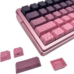 Gradient BlackBerry Topographic keycaps - Custom Double Shot PBT,Shine Through Side Printed,Lines Backlit,South-Facing RGB,Cherry Profile keycap Set for 100%,75%,65%,60% Layout Mechanical Keyboard