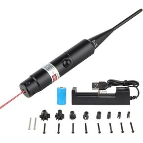 Laser Bore Sight Kit with 8 Adapters fit .22 to .50 Calibers, Rechargeable Red or Green Laser Bore Sighter for Hunting