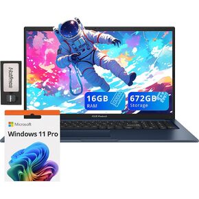 ASUS Vivobook 17.3" FHD Laptop, Intel i3-1215U, 16GB RAM, 1.16TB Storage(1TB SSD+160GB Docking Station Set), ‎Intel UHD Graphics, Numeric Keypad, 720p HD Camera, Wi-Fi 6E, Windows 11 Pro, Quiet Blue