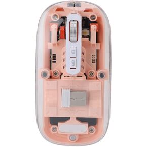 Bewinner Transparent Mouse, 2.4G BT1 BT2 Mode USB Rechargeable Mouse with USB Receiver for Laptop (Grey)