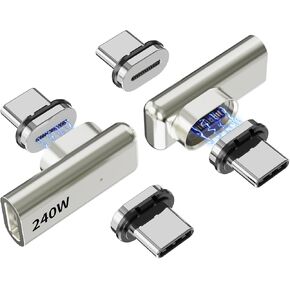 240W 90° Magnetic USB-C Adapter, 40Gbps, 4K, Right-Angle | Secure magnetic hold, 40Gbps data transfer, 4K video output, protects USB-C port, for MacBook Pro/Air, Steam Deck, PS5 in Saudi Arabia