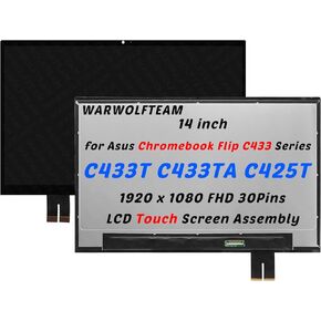 Compatible with Asus Chromebook Flip C433 Series C433T C433TA C425T C425TA 18100-14013100 14" 1920 x 1080 FHD 30Pins LCD Display Touch Screen Assembly
