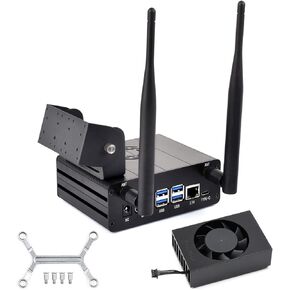 Waveshare Aluminum Alloy Case for Jetson Orin, with Official Cooling PWM Fan, Mini-Computer Case, Camera Holder, Compatible with Jetson Orin Nano Super Developer Kit/Orin Nano and Orin NX Kits