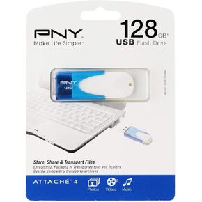 PNY - Attaché 4 128GB USB 2.0 Flash Drive - Blue/White