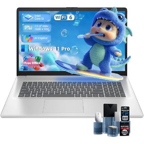 HP Flagship 17 Laptop Computer - 17.3" 250 nits Display, Intel i3-N305, 32GB RAM, 1TB PCIe SSD, Windows 11 Pro, Office Pro Lifitime, Numeric Keypad, Wi-Fi 6, Copilot, w/DVD Drive