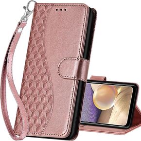 بالنسبة إلى Samsung Galaxy A32 5G Wallet Case ، غطاء Flip Folio مع ميزة Stand للنساء ، وحالة PU Leather Phone تتناسب مع Samsung Galaxy A32 5G 6.5 '[[زهرة زرقاء]