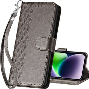 for iPhone 14 Plus Wallet case, Flip Folio Cover with Stand Feature for Women Men, PU Leather Phone Case Fit for iPhone 14 Plus 6.7'' [Blue-Butterfly]