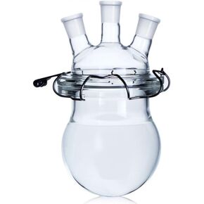 10000ml, Glass Reaction Flask,10L,Four Necks Chemistry Reactor W/Lid and Clamp