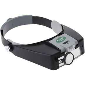 ProsKit MA-016 Personal Headband Magnifier 1.8X 2.6X 5.8X Glass Loupe,GOLDEN BLUE, with LED Light 3 Separated Lens Magnifying Tool