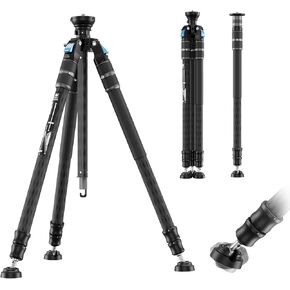 SIRUI SVS60 Carbon Fiber Tripod with S3 Fluid Head, 68.5" Travel Video Tripod for Cameras, Rapid One-Step Height Adjustment, Modular Design Convertible to Monopod, Dual Plate Mode, Max Load 13lbs