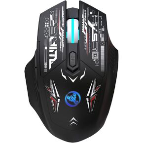 Docooler Wireless Game Mouse, Dual-Mode Wireless Mice 2.4G+BT5.1 Portable Cordless Mice with 7 Color Backlight Silent Computer Mice Universal for Laptop PC Tablet
