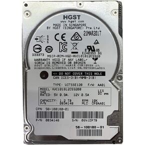 HGST 1.2TB HDD 10K RPM 2.5" 12Gb/s SAS Hard Disk Drive Model: HUC101812CSS200 DP/N: 0KV02