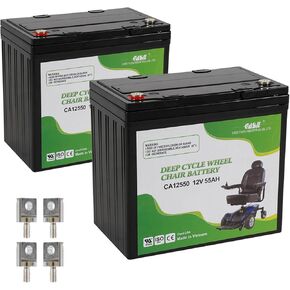 2Pack 12V 55AH Deep Cycle Battery for RV Camper, Wheelchair Batteries, Mobility Scooter Batteries | Group 22NF Deep Cycle | Ideal for Electric Wheelchairs, Emergency UPS System, Marine Trolling Motors
