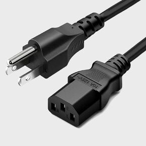 3prong AC Power Cord 5ft 10amp 125volts AC Cable for Electronics TV Computer Printer Monitor Samsung Dell Vizio LG ASUS LAPTOP والمزيد