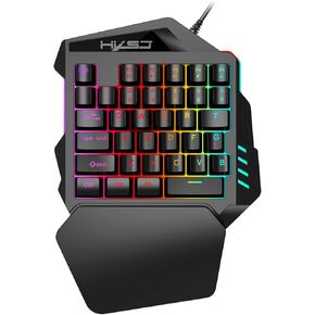 VR-robot One Hand RGB Gaming Keyboard, Single Hand Keyboard with Wrist Rest,35 Keys Portable Mini Half Gaming Keypad Mechanical Feeling Ergonomic Game Controller for PC Gamer