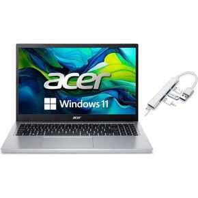 acer Aspire Go 15.6 FHD IPS Slim Laptop |Intel Core i3-N305 | Intel UHD Graphics | Wi-Fi 6 | Silver | 8GB RAM DDR5 | 128GB SSD | Windows 11 S | Bundle with USB 3.0 Hub