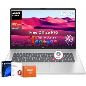 HP 2025 New 17 inch Laptop, 17.3" Touchscreen HD+ Display, Copilot AI, AMD Ryzen 5 7430U 6-Core, 64GB RAM, 2TB SSD, Wi-Fi 6, Windows 11 Pro, Office Lifetime License, Windows 11 Pro, w/Accessory Box