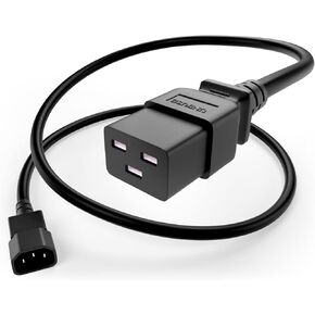 UNC Group Power Cable IEC C14 to C19 15Amp 14AWG 250V SJT Jacket, Black, 8 Foot