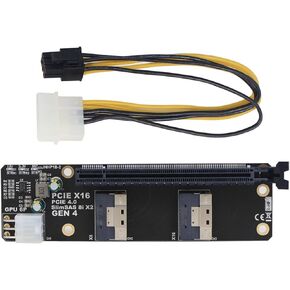 2 Port Slimsas 8i x2 إلى PCIE4.0 X16 SLOT ADAPTER CARD