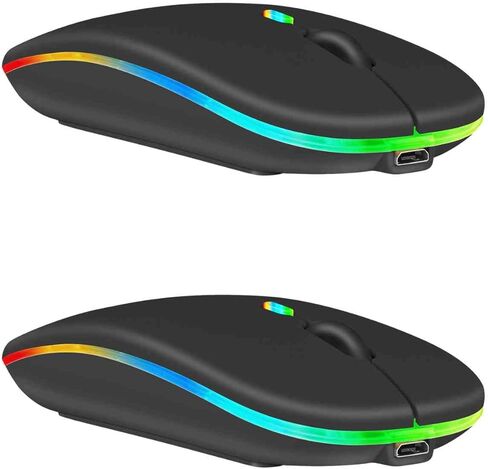 Urbanx Wireless Mouse 2 Pack for Tecno Spark 6/Camon 16 Premier/Pouvoir 4 Pro/Pouvoir 4/Spark Power 2 - Bluetooth 5.2 و 2.4 جيجا هرتز مع إعادة شحن الماوس مع محول USB اللاسلكي ، الماوس Ergonomic. in Kuwait