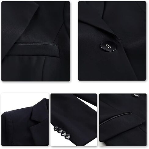 YUNCLOS Women's 2 Piece Office Lady Business Suit Set Slim Fit Blazer Pant, X-Large, Black in Kuwait