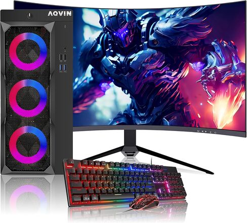 ألعاب سطح المكتب PC PC Luminarings - Intel I7 Processor 4.60GHz ، RTX 3050 6GB HDMI ، 32GB RAM ، 1 تيرابايت SSD ، شاشة ألعاب منحنية 24 بوصة ، WiFi ، Windows 11 Pro - Reneved in Kuwait