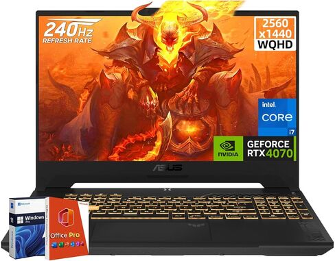 ASUS TUF F17 Gaming Laptop, NVIDIA RTX 4070, Intel i7-13620H(Up to 4.9GHz), 17.3 WQHD 2K 240Hz Display, 64 GB DDR5, 8 TB SSD, Windows 11 Pro, Office Pro Lifetime, FX707VI-NS74 in Saudi Arabia