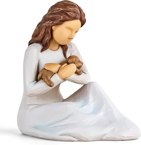 هدية تمثال صبي وكلب، تمثال رجل وجرو كلب تذكاري للصداقة يمكن تجميعه يدويًا منحوت لفقدان هدايا الكلاب لمحبي الكلاب (صداقة بهيجة) in Kuwait