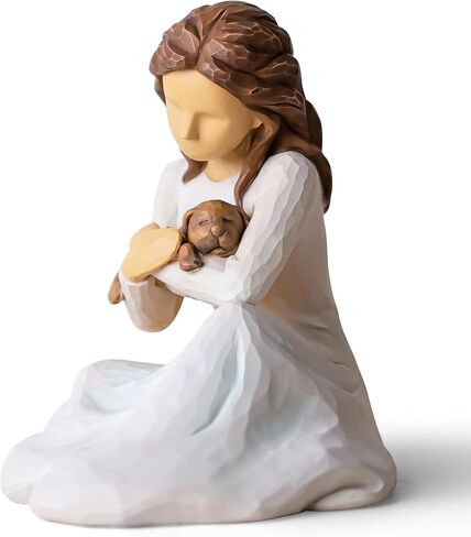 هدية تمثال صبي وكلب، تمثال رجل وجرو كلب تذكاري للصداقة يمكن تجميعه يدويًا منحوت لفقدان هدايا الكلاب لمحبي الكلاب (صداقة بهيجة) in Kuwait