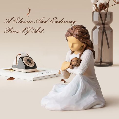 هدية تمثال صبي وكلب، تمثال رجل وجرو كلب تذكاري للصداقة يمكن تجميعه يدويًا منحوت لفقدان هدايا الكلاب لمحبي الكلاب (صداقة بهيجة) in Kuwait