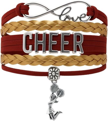 سوار Sportybella Cheer Charm - مجوهرات التشجيع القابلة للتعديل للفتيات إنفينيتي لوف بألوان الفريق للمشجعين (برتقالي/أسود) in Kuwait