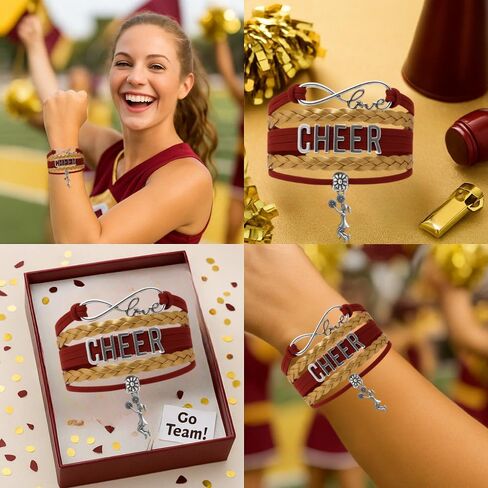 سوار Sportybella Cheer Charm - مجوهرات التشجيع القابلة للتعديل للفتيات إنفينيتي لوف بألوان الفريق للمشجعين (برتقالي/أسود) in Kuwait